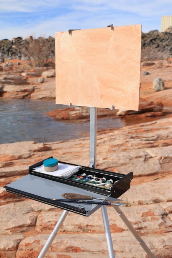 Soltek Compact plein air artist easel at Sand Hollow Reservoir